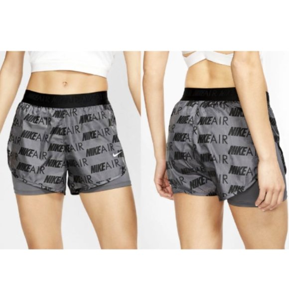 Nike Air Pants - Nike Air Women's 3" 2-In-1 Workout Running Shorts Dark Gray/Black Size X-Small